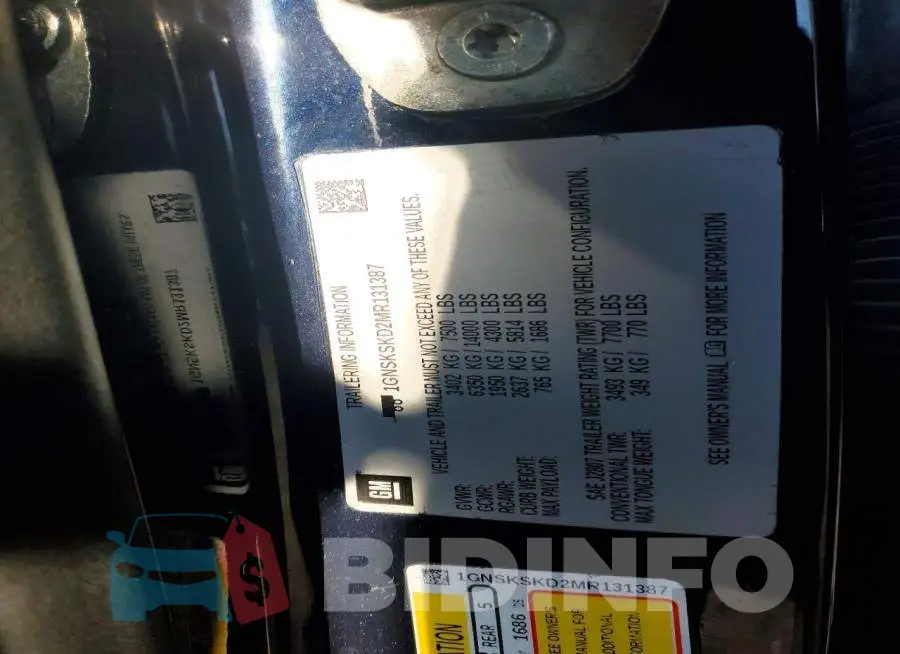 1GNSKSKD2MR131387 Photo# 13