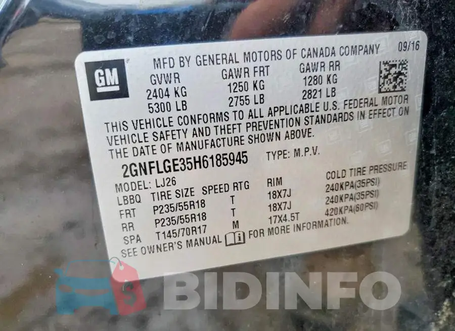 2GNFLGE35H6185945 Photo# 12