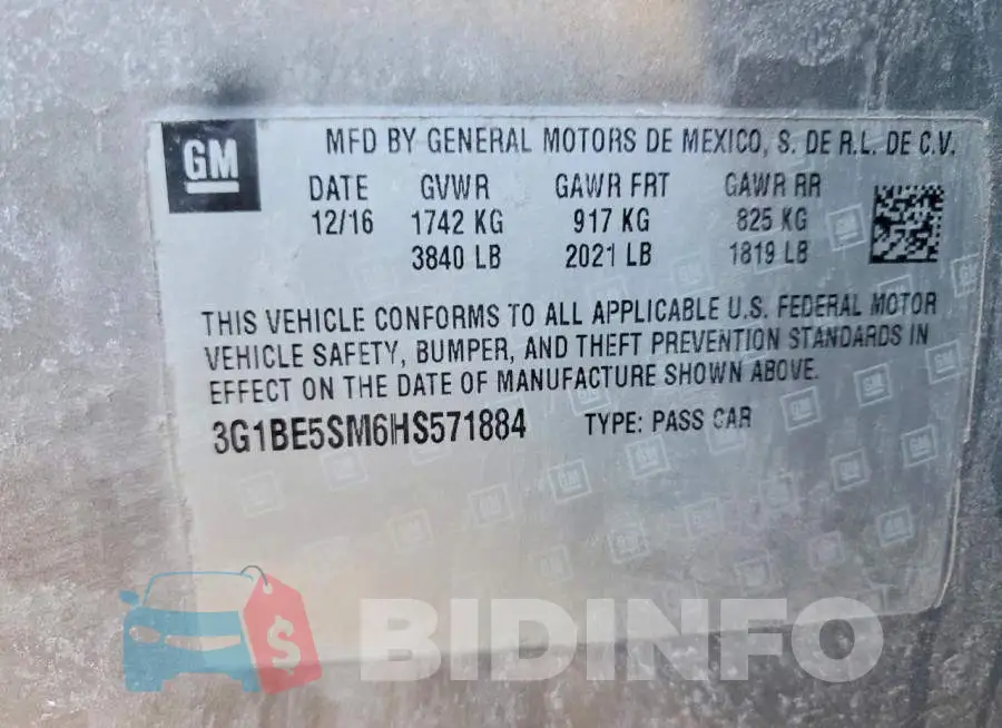 3G1BE5SM6HS571884 Photo# 13