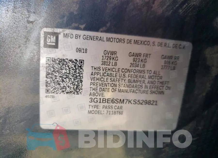 3G1BE6SM7KS529821 Photo# 12