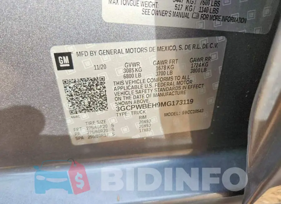 3GCPWBEH9MG173119 Photo# 13