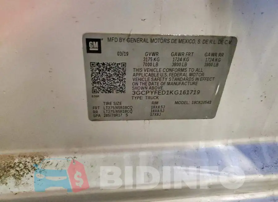 3GCPYFED1KG161719 Photo# 12