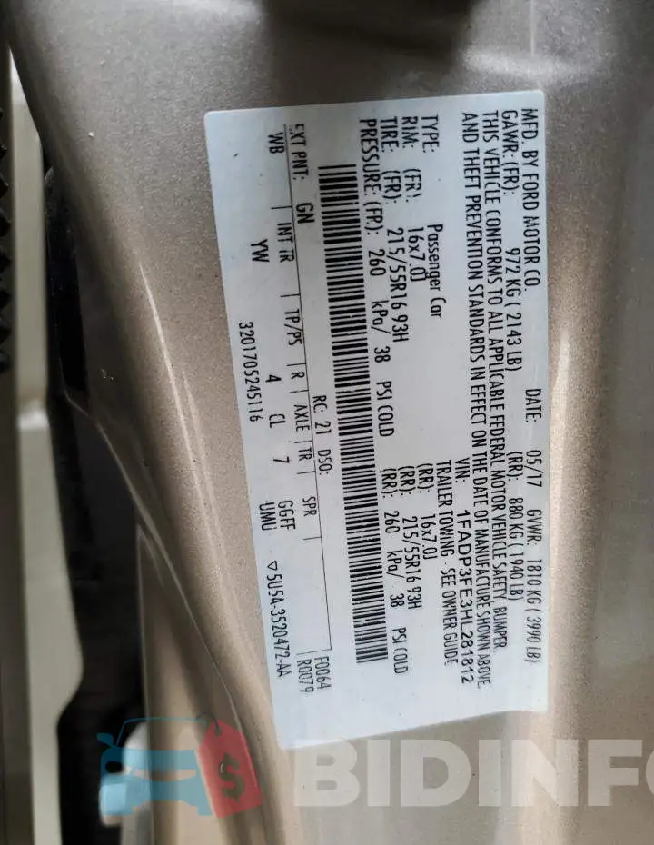 1FADP3FE3HL281812 Photo# 12