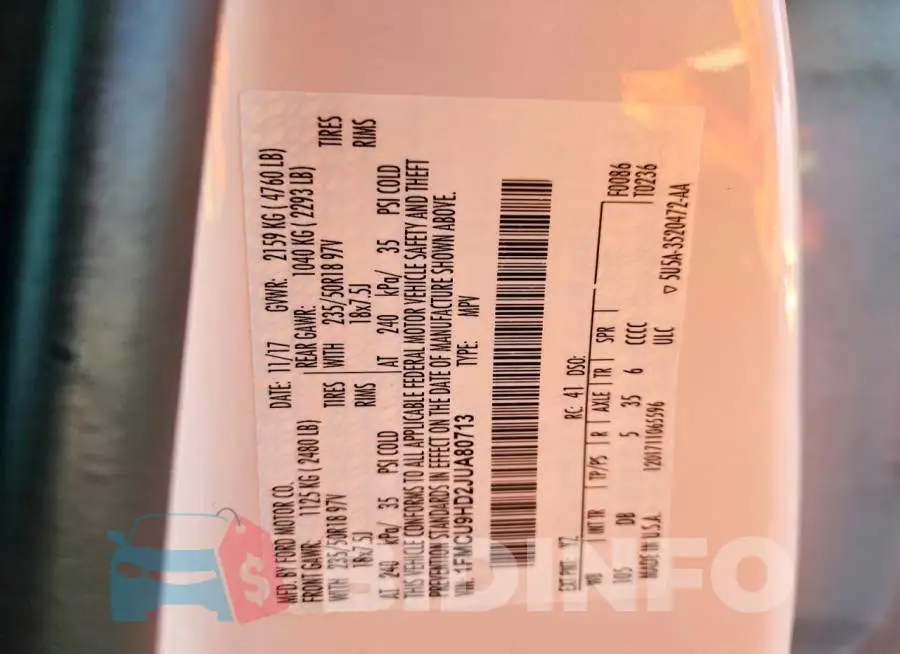 1FMCU9HD2JUA80713 Photo# 13