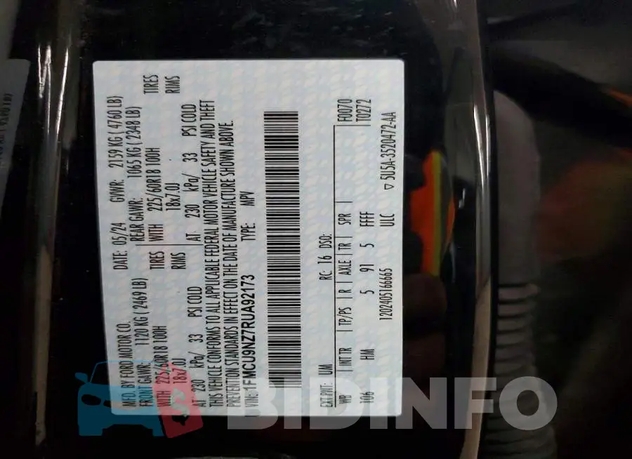 1FMCU9NZ7RUA92173 Photo# 12