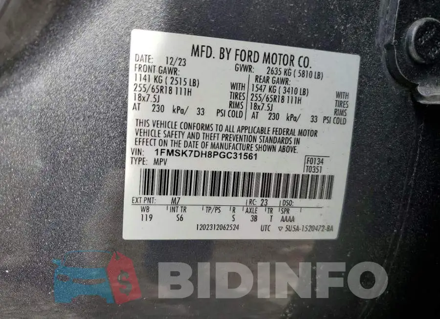 1FMSK7DH8PGC31561 Photo# 14