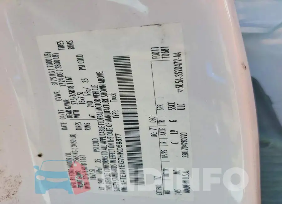 1FTEW1EG7HKD59877 Photo# 12
