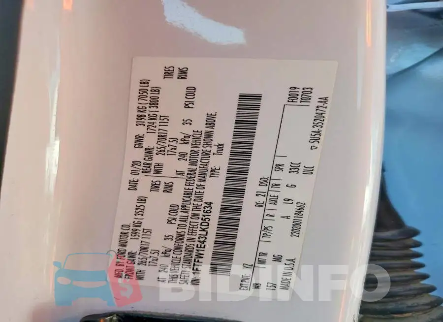 1FTFW1E43LKD51634 Photo# 12