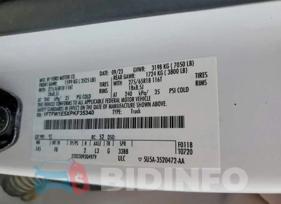 1FTFW1E5XPKF35340 Photo# 12