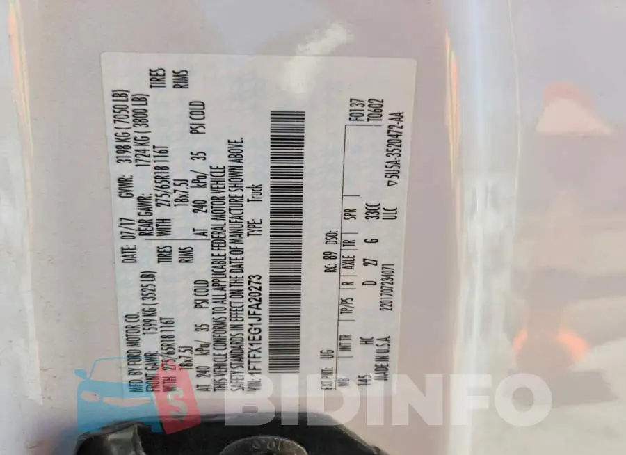 1FTFX1EG1JFA20273 Photo# 12