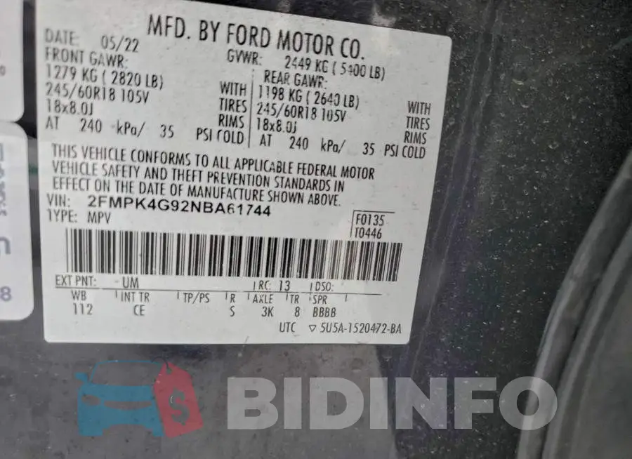 2FMPK4G92NBA61744 Photo# 13