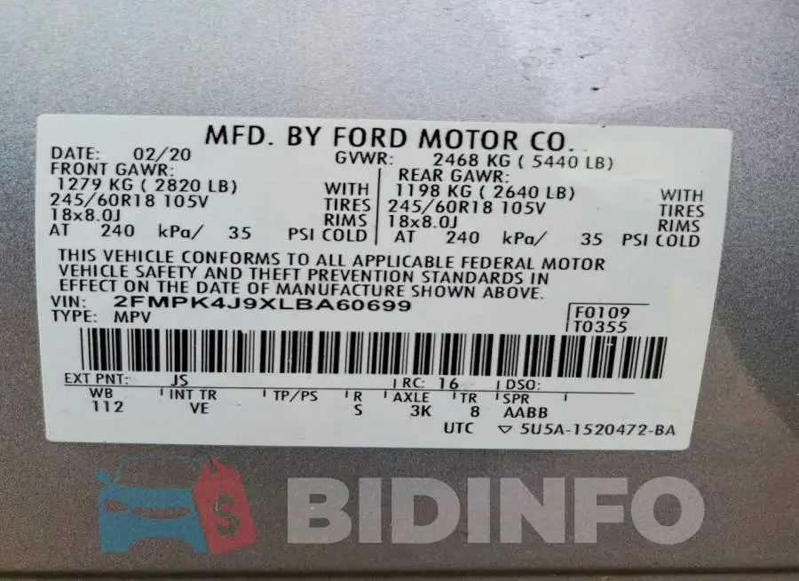2FMPK4J9XLBA60699 Photo# 14