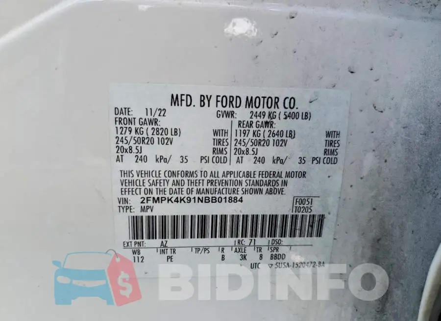 2FMPK4K91NBB01884 Photo# 13