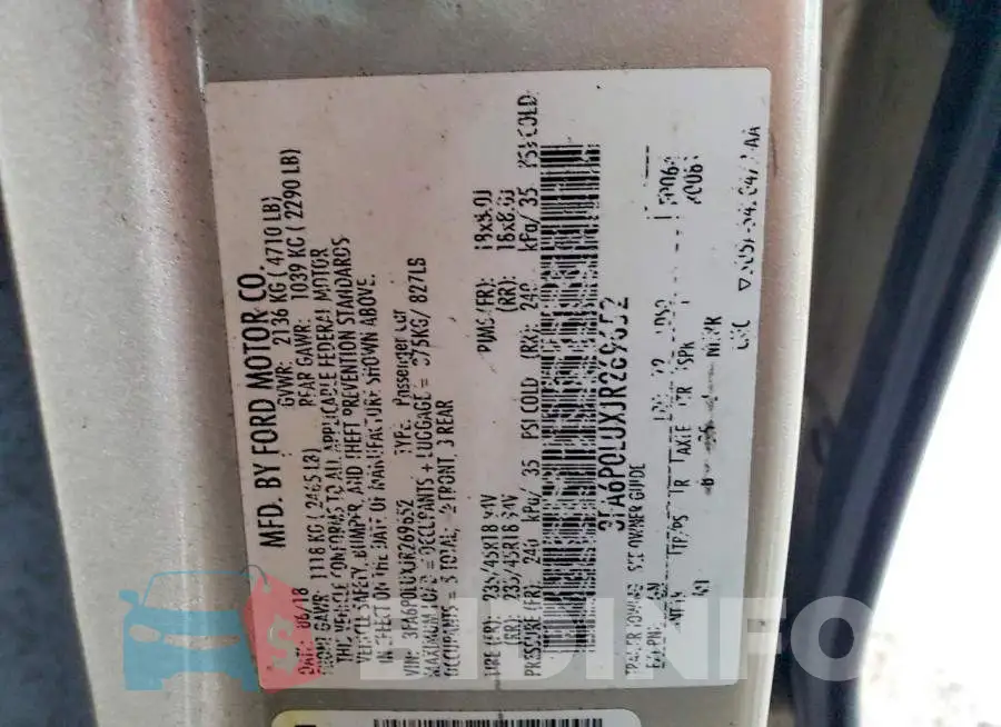 3FA6P0LUXJR269652 Photo# 12