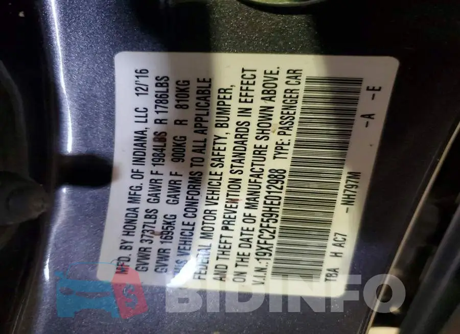 19XFC2F59HE012988 Photo# 12