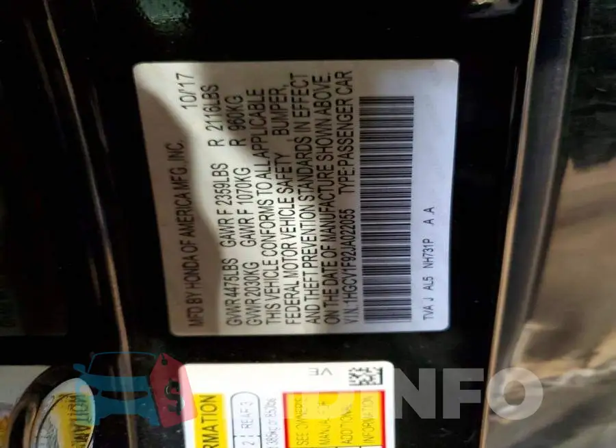 1HGCV1F92JA022055 Photo# 12
