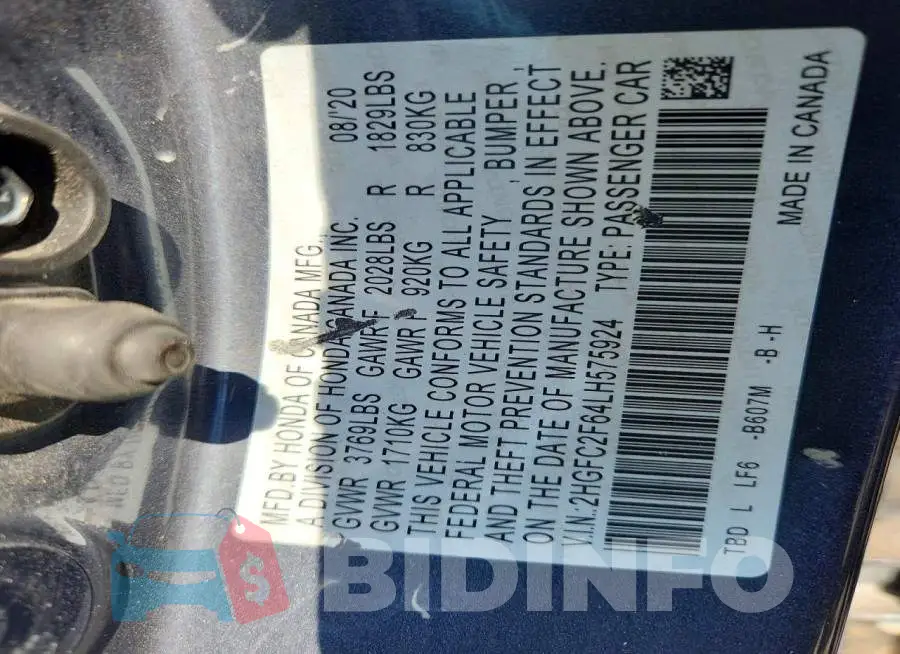 2HGFC2F64LH575924 Photo# 12