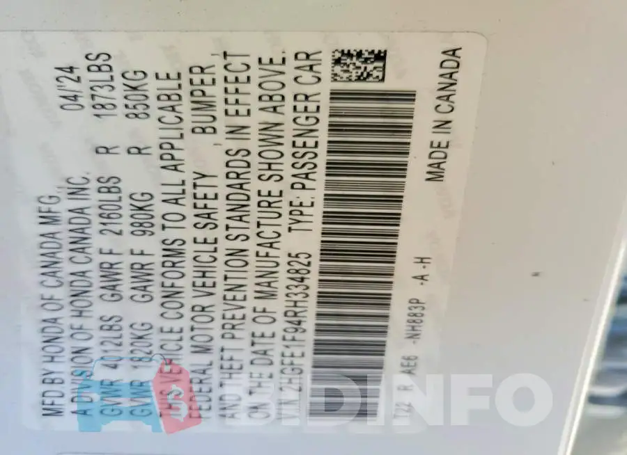 2HGFE1F94RH334825 Photo# 12