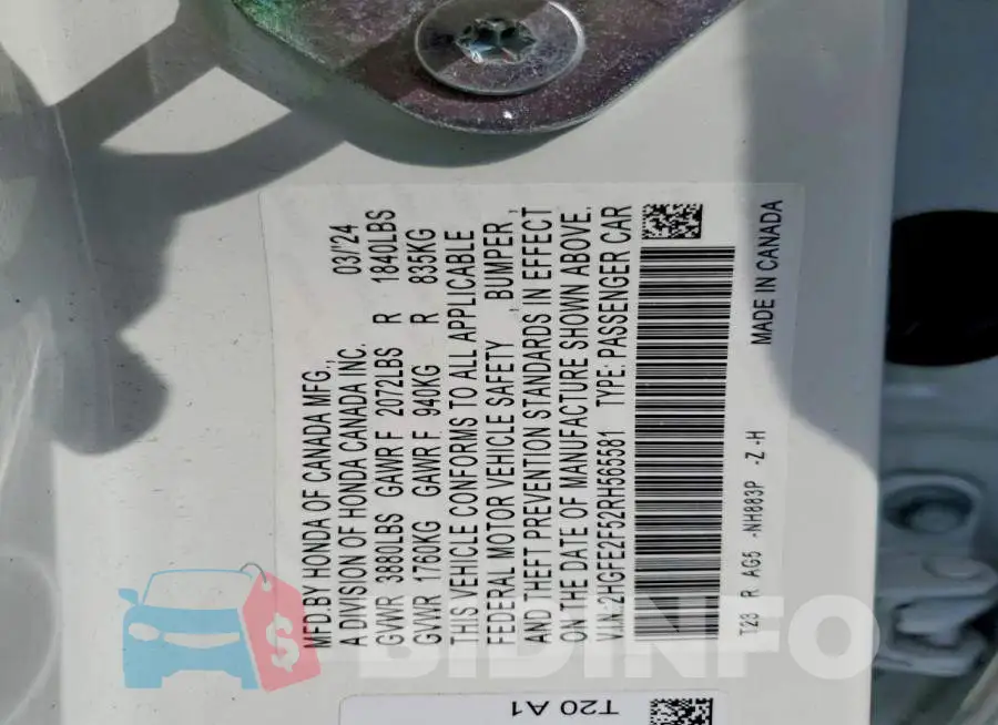 2HGFE2F52RH565581 Photo# 13