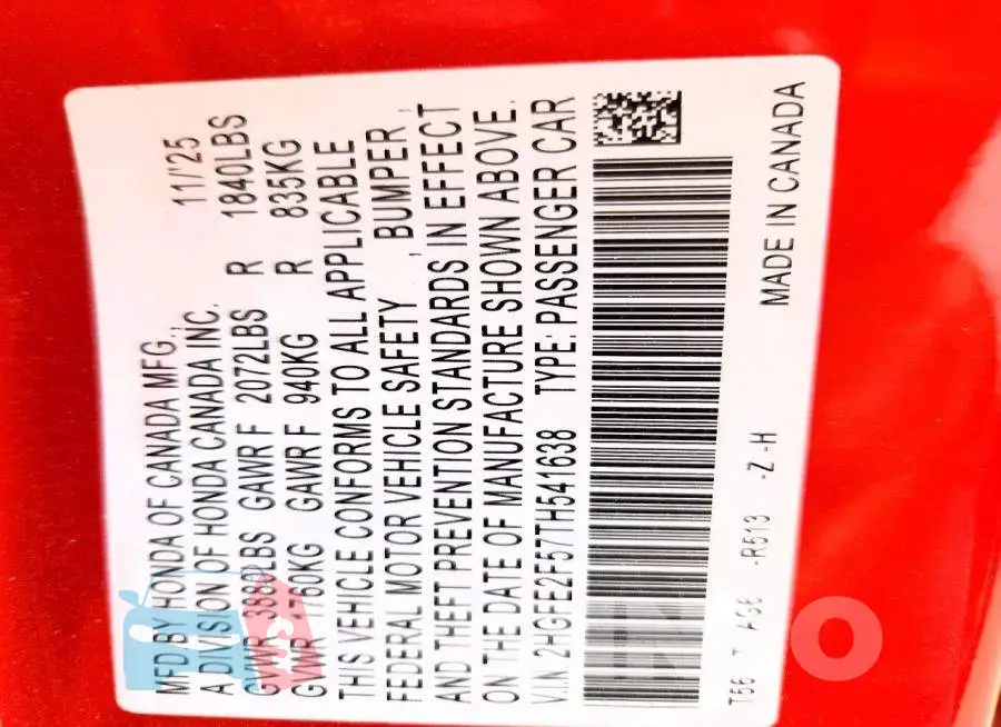 2HGFE2F57TH541638 Photo# 13