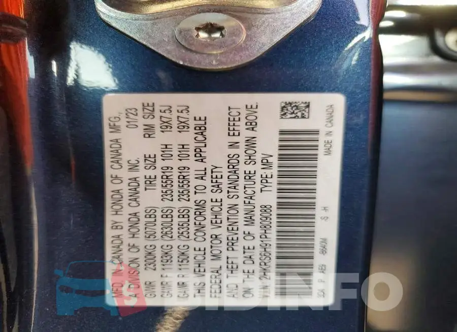 2HKRS6H91PH809088 Photo# 13