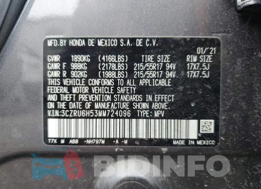 3CZRU6H53MM724096 Photo# 14