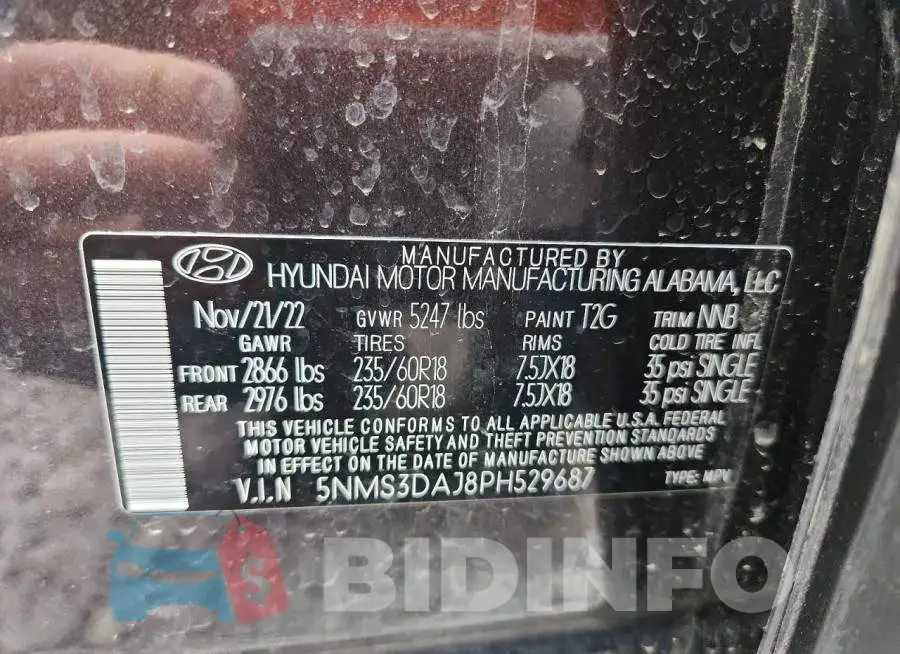 5NMS3DAJ8PH529687 Photo# 14