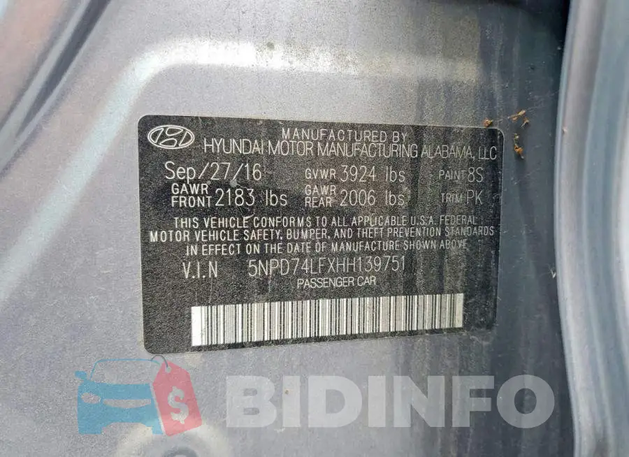 5NPD74LFXHH139751 Photo# 13