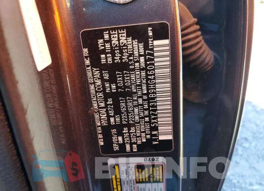 5XYZT3LB9HG460177 Photo# 13