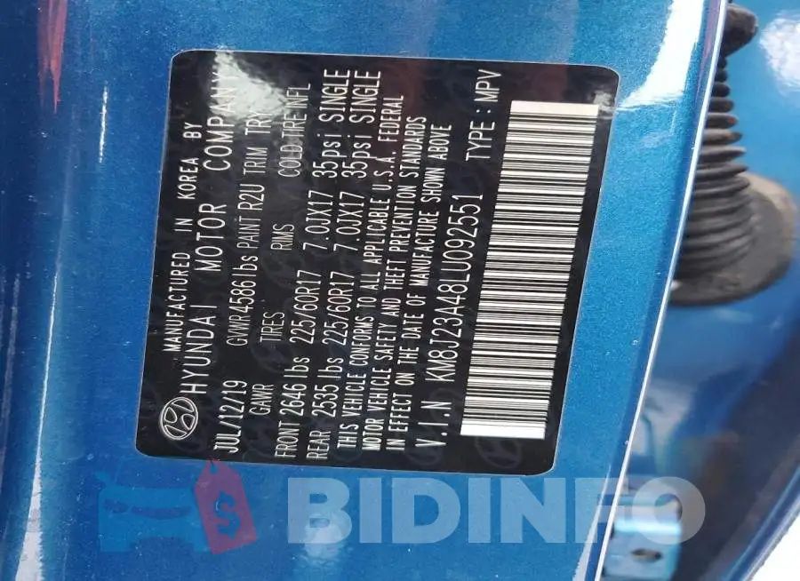 KM8J23A48LU092551 Photo# 13
