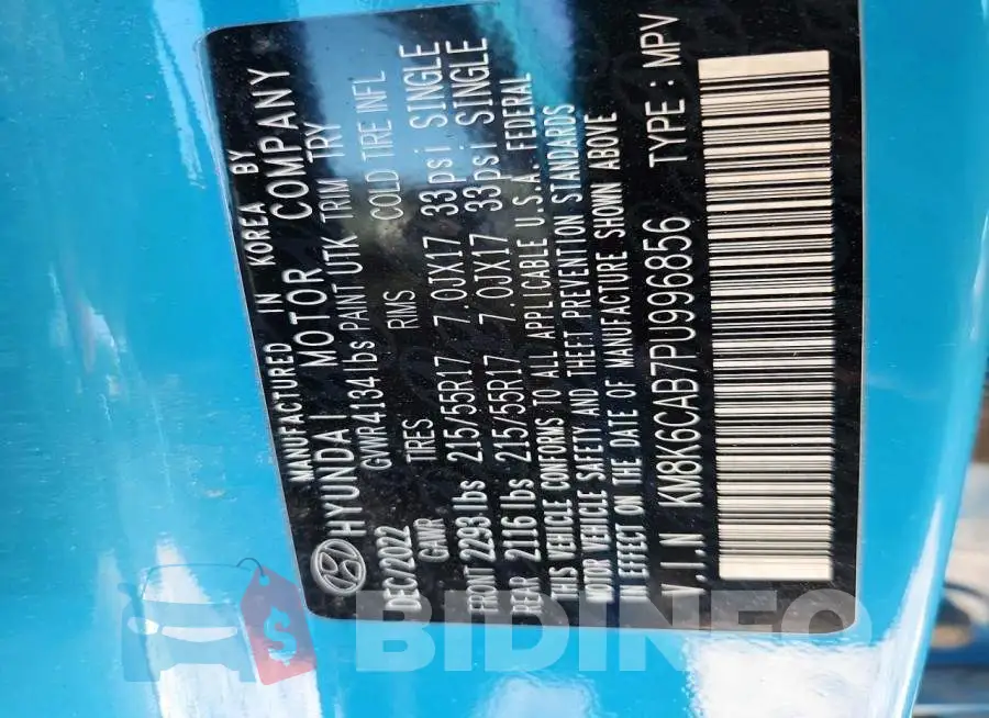 KM8K6CAB7PU996856 Photo# 12