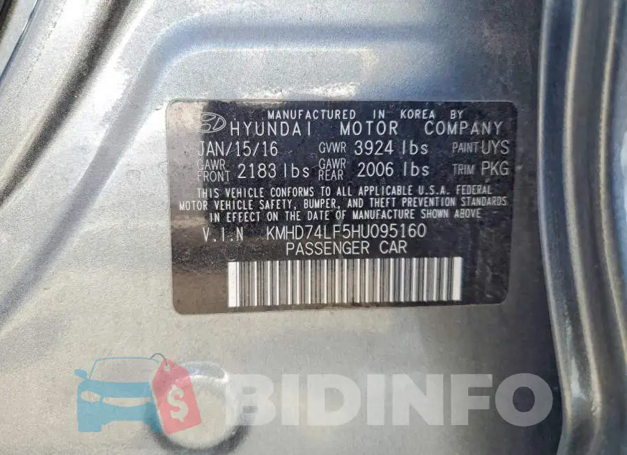 KMHD74LF5HU095160 Photo# 13