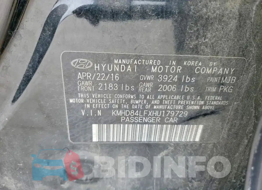 KMHD84LFXHU179729 Photo# 12