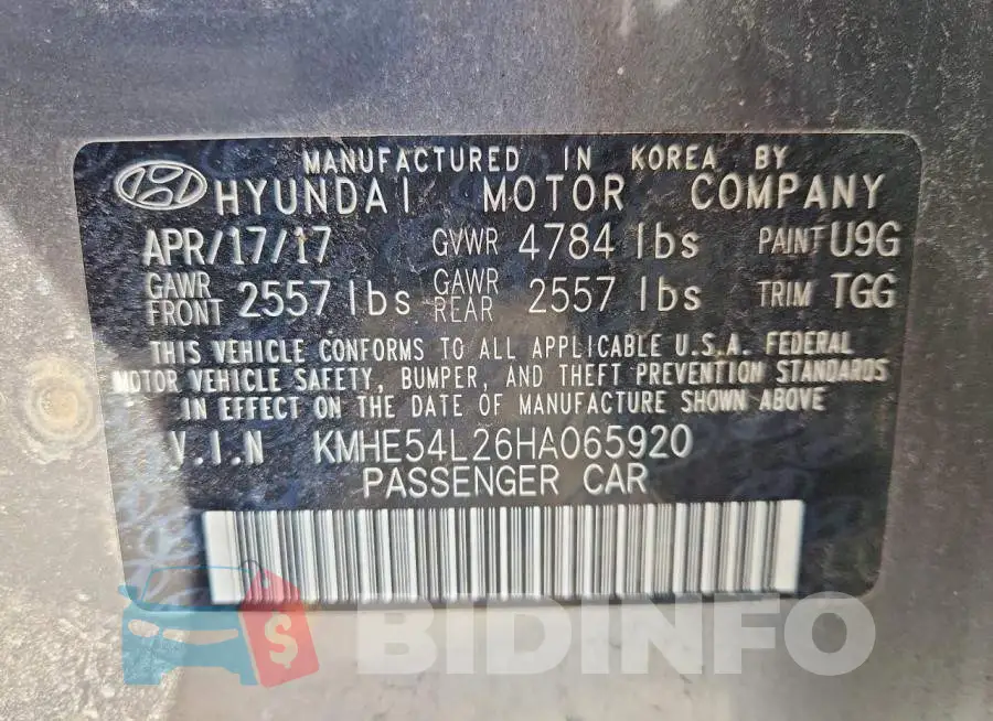 KMHE54L26HA065920 Photo# 12
