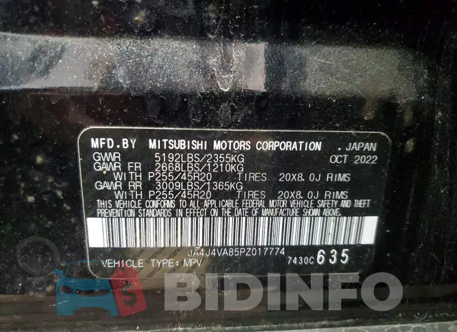 JA4J4VA85PZ017774 Photo# 13