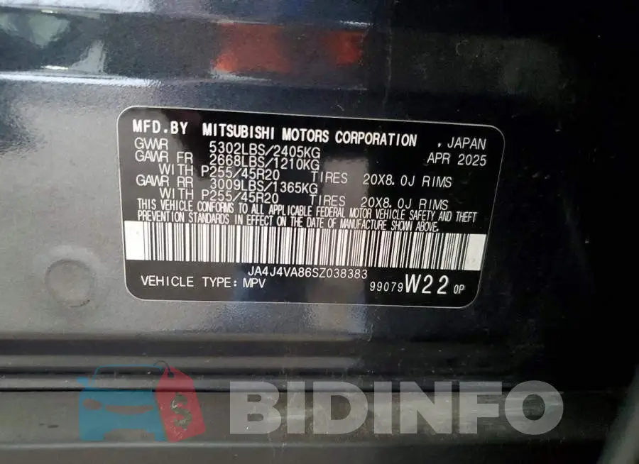 JA4J4VA86SZ038383 Photo# 13