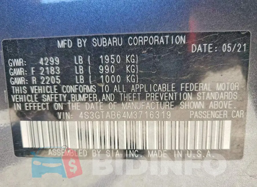 4S3GTAB64M3716319 Photo# 12