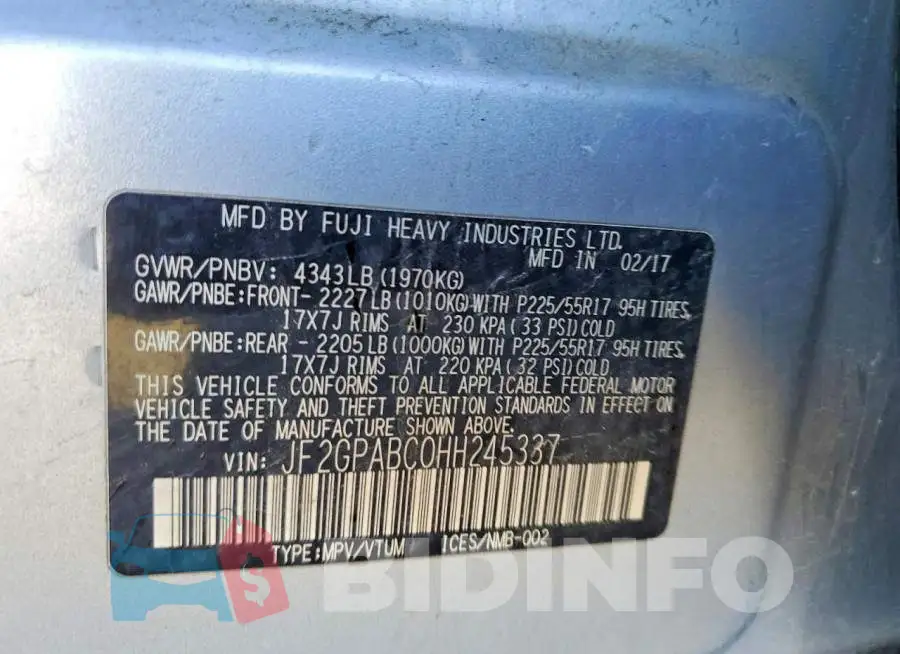 JF2GPABC0HH245337 Photo# 12