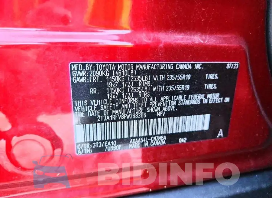 2T3A1RFV8PW388366 Photo# 13