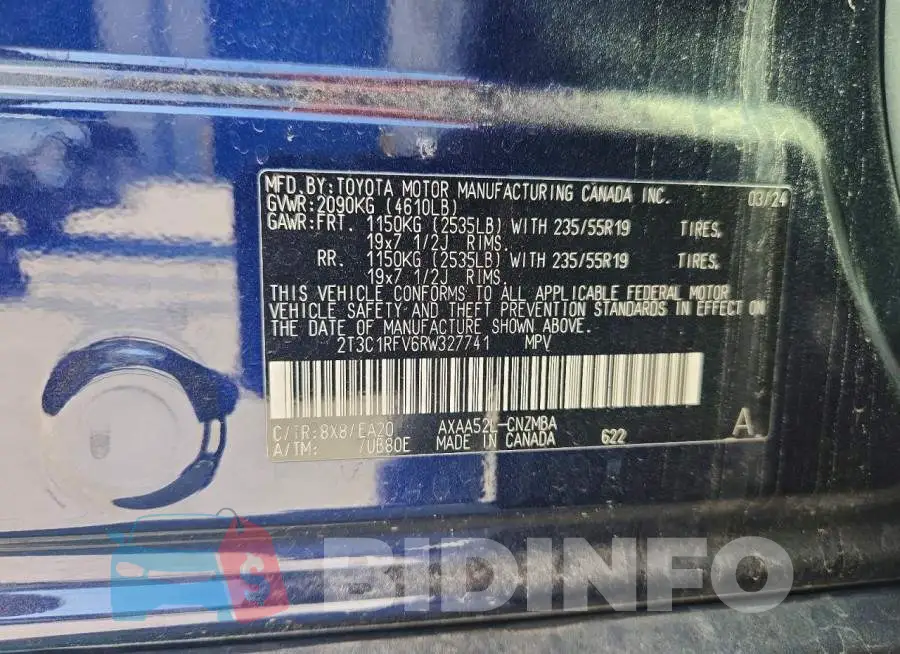 2T3C1RFV6RW327741 Photo# 13