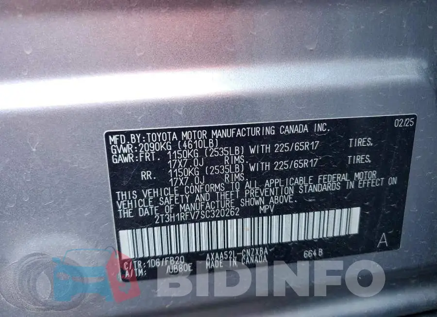 2T3H1RFV7SC320262 Photo# 12