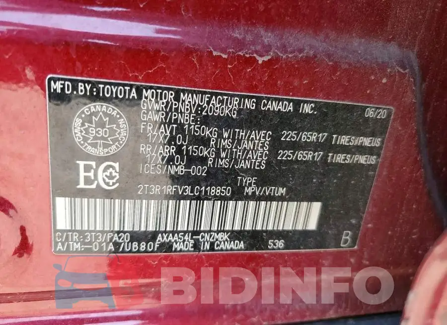 2T3R1RFV3LC118850 Photo# 14