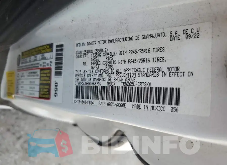 3TYRX5GN8NT066757 Photo# 12