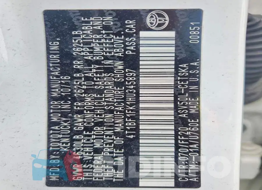 4T1BF1FK1HU345897 Photo# 12