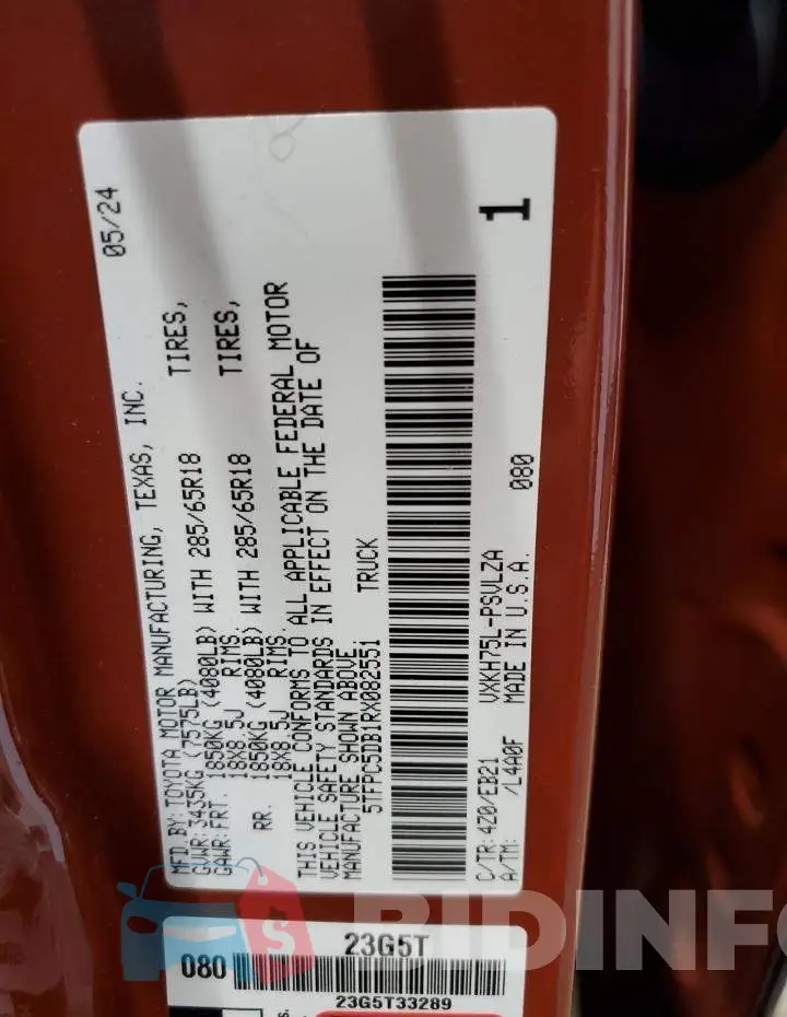 5TFPC5DB1RX082551 Photo# 12