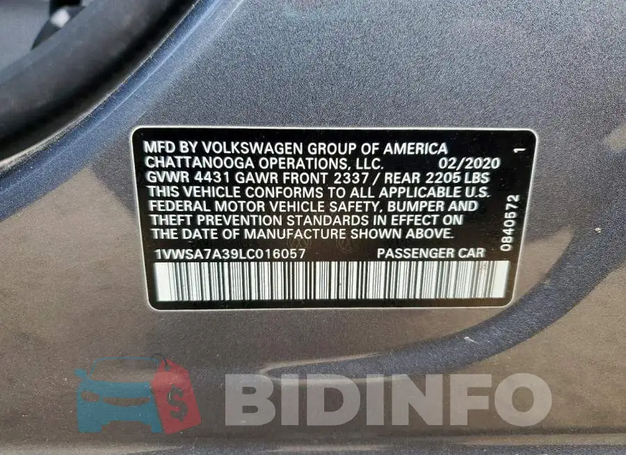 1VWSA7A39LC016057 Photo# 12
