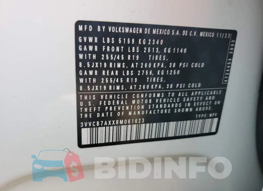 3VVCB7AXXRM061623 Photo# 13