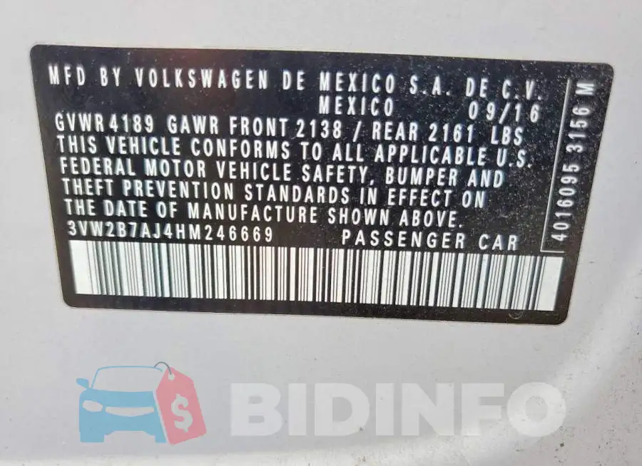 3VW2B7AJ4HM246669 Photo# 12