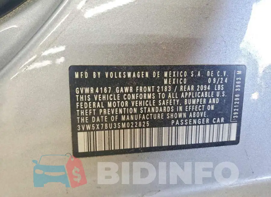 3VW5X7BU3SM022825 Photo# 12