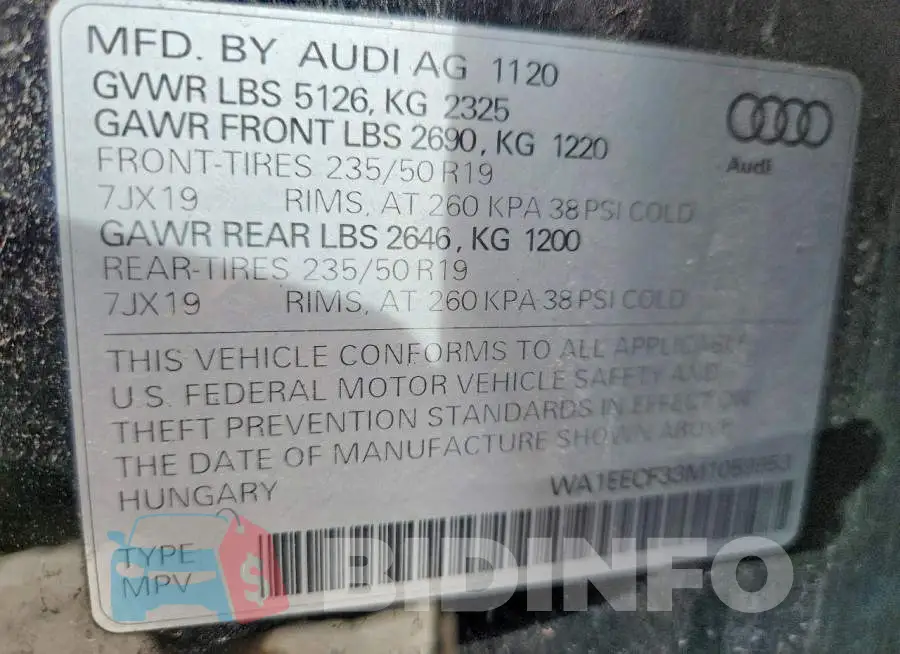 WA1EECF33M1059953 Photo# 13